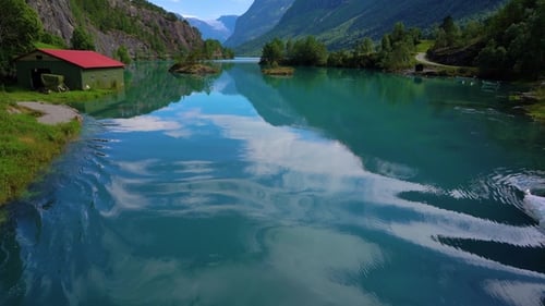 Lovatnet Lake Beautiful Nature Norway.