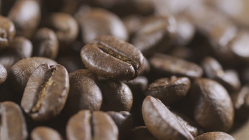 Close Up of Pile of Roasted Coffee Beans