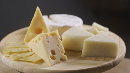 Cheese Assortment on Wooden Platter