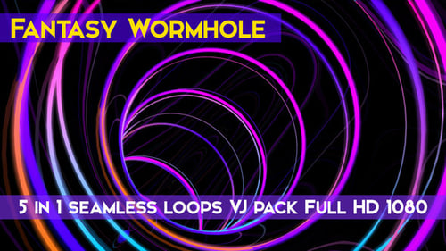 Animated Neon Glowing Rings Cyberpunk Tunnel Background Loop