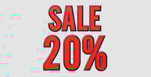 3D Glossy Red Sale 20 Percent Text Reveal