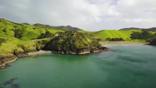 Aerial view of New Zealand shoreline
