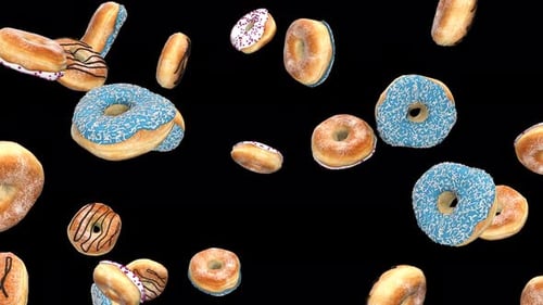 Realistic Falling Glazed Donuts Background