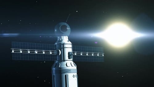 un vaisseau spatial se déplaçant dans l'espace contre une étoile brillante