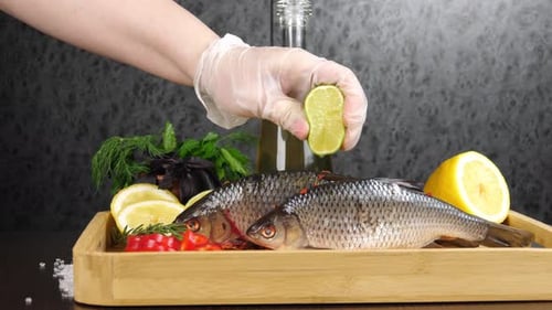 Preparing Fresh Raw Fish with Citrus and Herbs