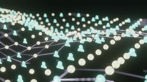 Futuristic Digital Network with Glowing User Icons