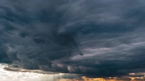 Majestic Amazing Time Lapse of Storm Cumulus Clouds Moves in the Sky at Sunset