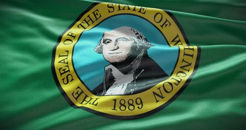 Realistic Waving Washington State Flag Animation