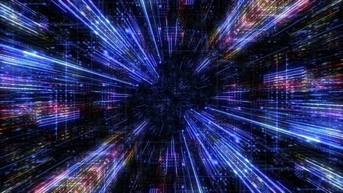 Abstract digital virtual city with technology and connection. 3D render 4K loop