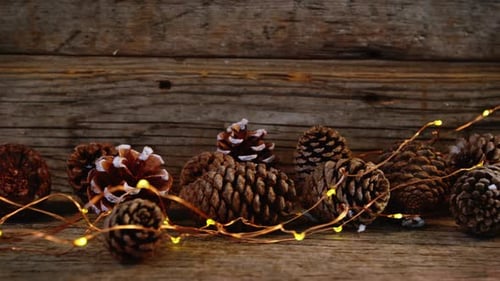 Festive Christmas Pine Cones with Holiday Lights