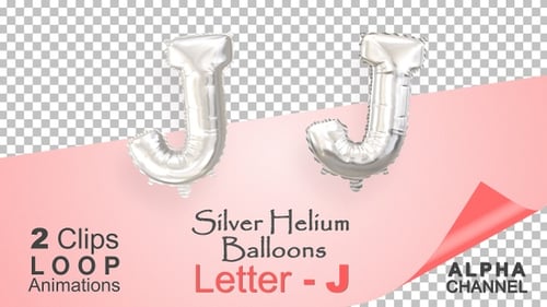 Animated Silver Foil Letter J Balloon Loop