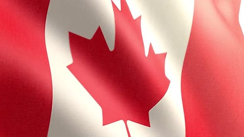 Waving Canadian Flag with Fabric Texture Seamless Loop