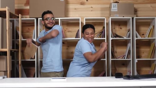 Post Office Clerks Dancing Around while Sorting Mail