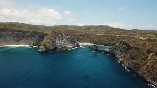 Aerial View Beautiful Beach. Nusa Penida