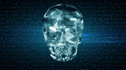Crystal Skull Over Binary Background