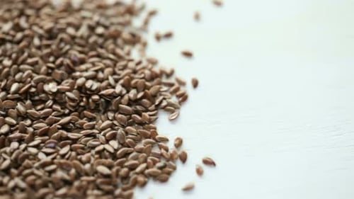 Closeup of Pile of Healthy Flax Seeds