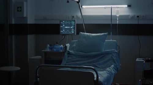 Empty Hospital Ward with Modern Medical Equipment