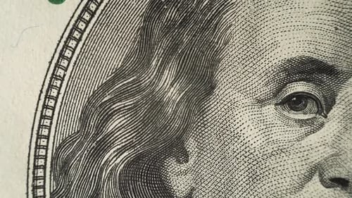 100 Dollars Banknote Stop Motion Macro Close Up Shot. Hundred USD Finance Freedom and Investment