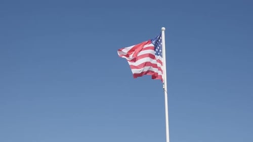 American Flag Waving Proudly against a Clear Sky