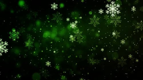 Green Snowflakes Falling Loop for Festive Christmas Background
