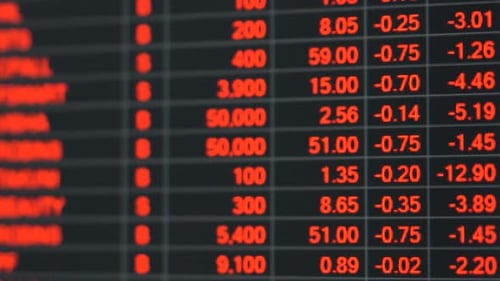 Stock Market Price Board in Economic Crisis