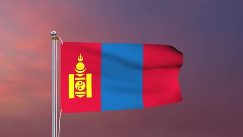 Realistic Waving Mongolia National Flag