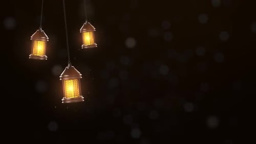 Ramadan Kerzenlaterne fallend hängend auf schwarzem Hintergrund 3