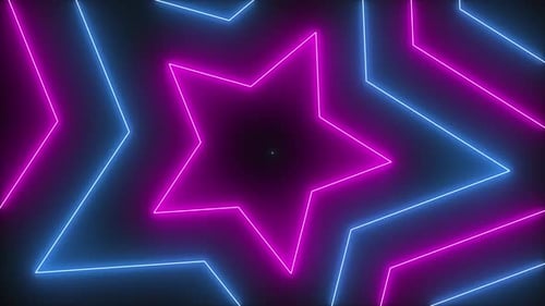 Rotating Neon Star Tunnel Loop Background