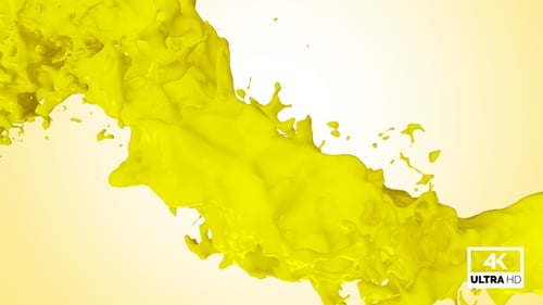 Dynamic Yellow Liquid Splash Abstract Flow with Alpha Channel