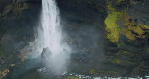 Close Up of Haifoss Waterfall in Iceland Highland