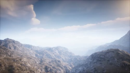 Volcano Crater Landscape with Fog