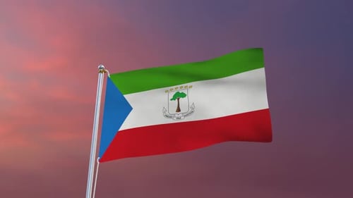 Realistic Equatorial Guinea Flag Waving Animation