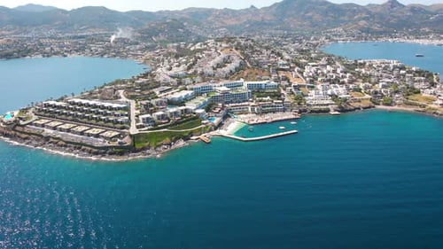 Bird Eye View of the City with Hotels and White Houses Onthe Ocean Coast at Noon