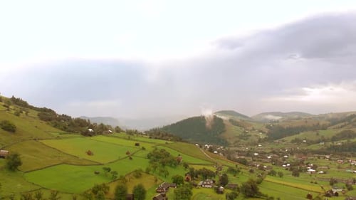 Countryside Landscape in Mountains Aerial View