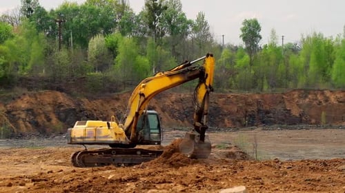 Excavator Digging at Construction Site