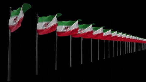 Waving Iranian Flags Animation Loop