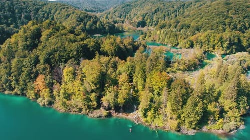 Aerial View of the Plitvice Lakes in the National Park of Croatia Clean Nature