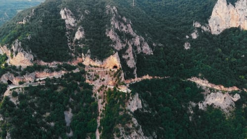 Flight Over Mountain Serpentine, Drone Shot