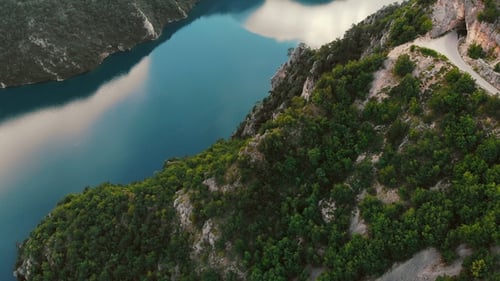 Aerial View To Clear Blue Mountain Lake, Montenegro