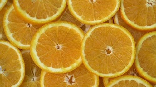 Rotate Fresh Citrus Oranges Fruits Seamless Loop Spinning Sliced Oranges