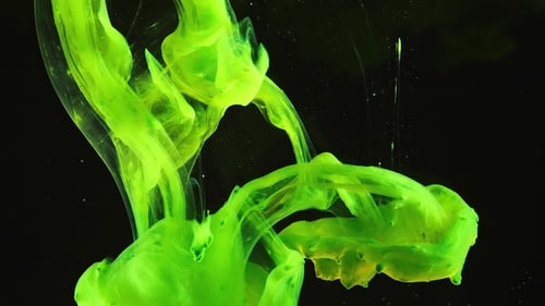 Abstract Swirling Green and Yellow Liquid