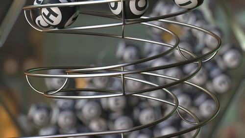 3D Lottery Balls Roll to Spell Choice Word