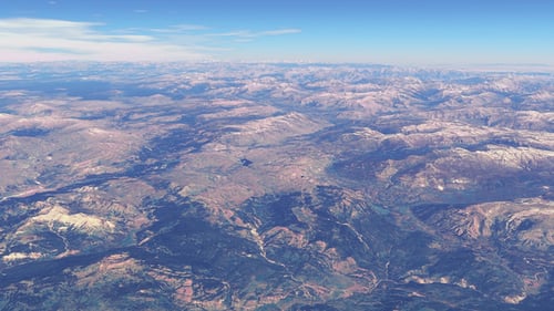 Abstract Aerial Flight Over Mountain Landscape