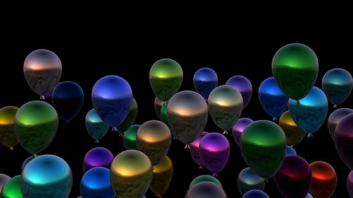 Animated Metallic Balloons Flying Upwards with Alpha Channel