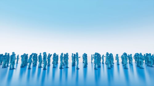 Animated Abstract Crowd of Blue Human Figures