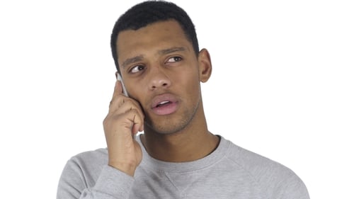 Man Talking on Mobile Phone, White Background