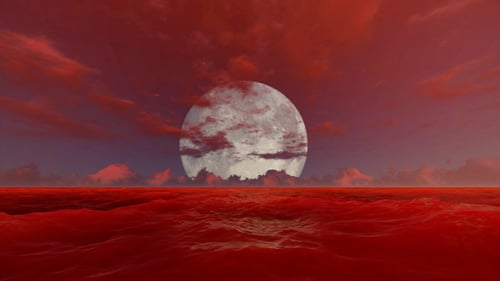 Blood Ocean With Full Moon