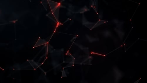 Futuristic Digital Network with Red Lines and Connecting Dots
