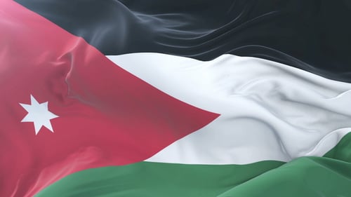 Waving Flag of Jordan with Realistic Fabric Loop