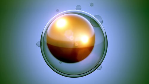 Abstract Golden Sphere in Translucent Glass with Bubbles